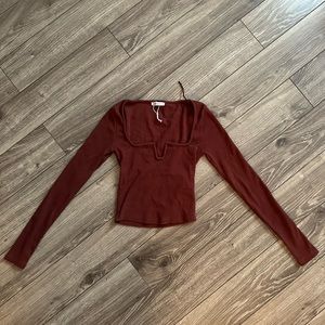 Zara sweetheart top in burgundy - small